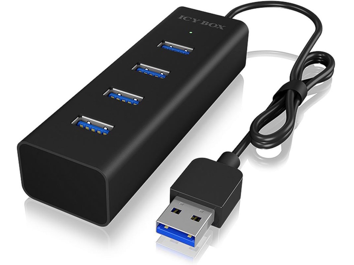 Icy Box USB 3.0 Type-A 4-port hub, IB-HUB1409-U3 Dockningsstation och USB-hub