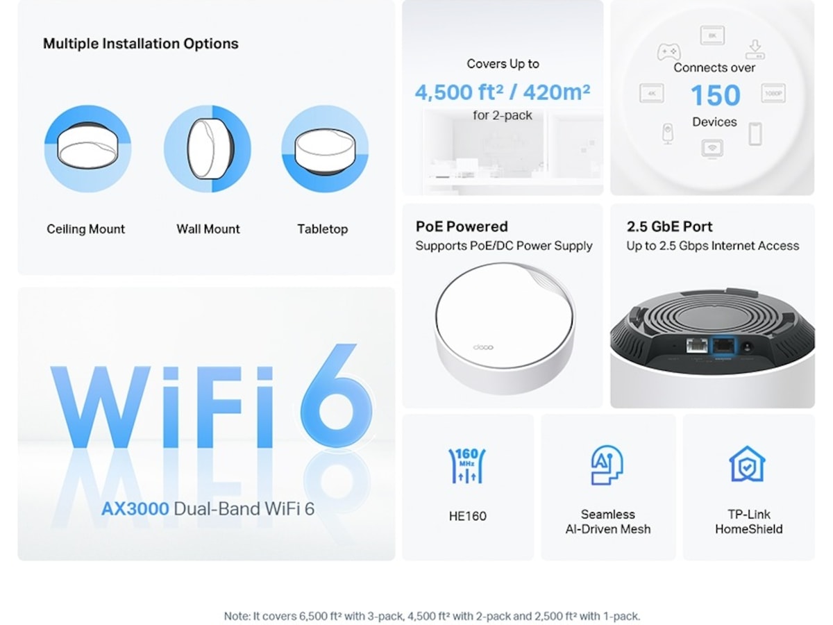 TP-Link Deco X50-PoE Mesh 3-pack Router