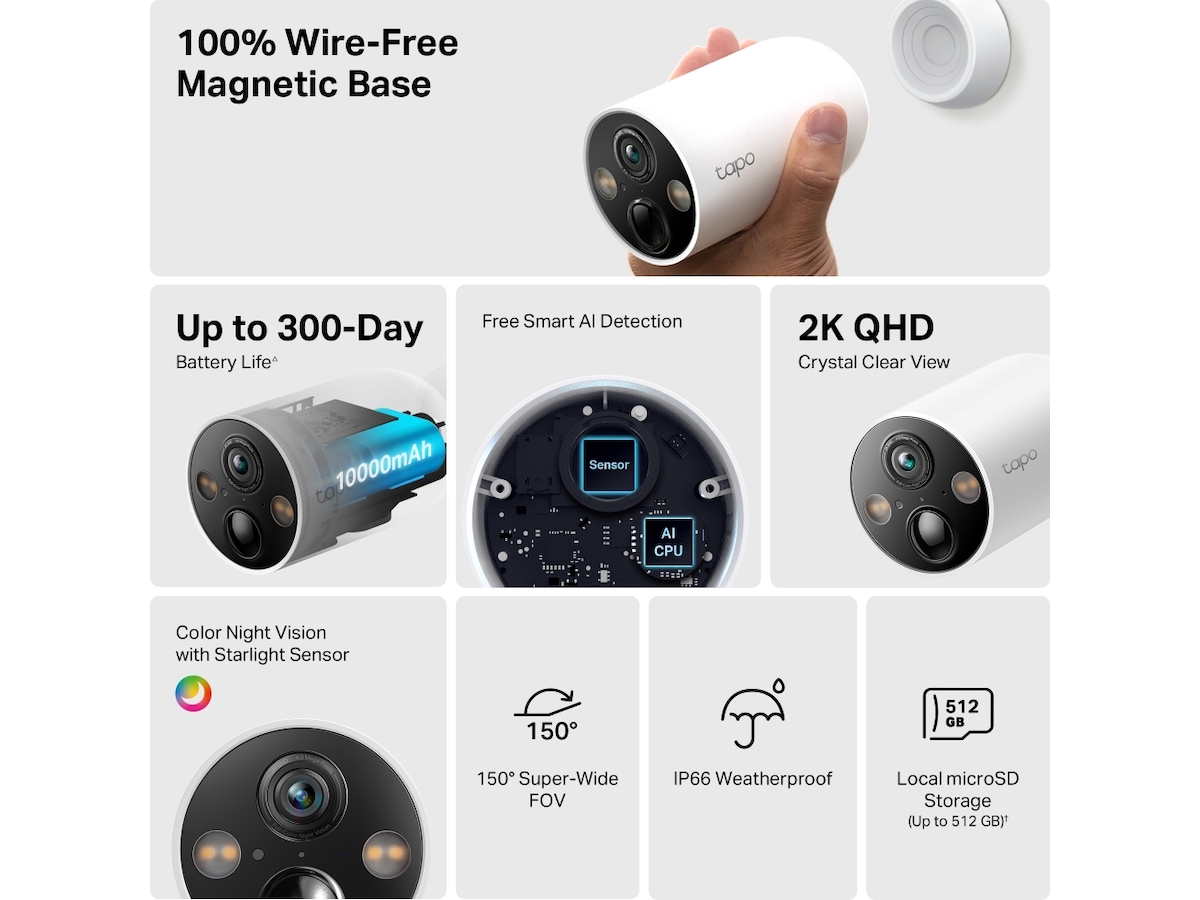 TP-Link Tapo C425 övervakningskamera utomhus 4-pack Övervakningskamera