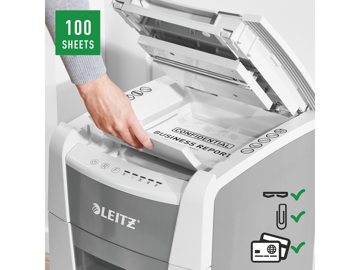 Leitz dokumentforstörare IQ Autofeed Small Office 100, korsskärning P4 Dokumentförstörare