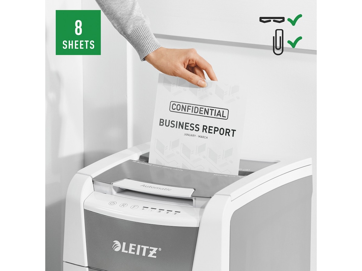 Leitz dokumentforstörare IQ Autofeed Small Office 100, korsskärning P4 Dokumentförstörare