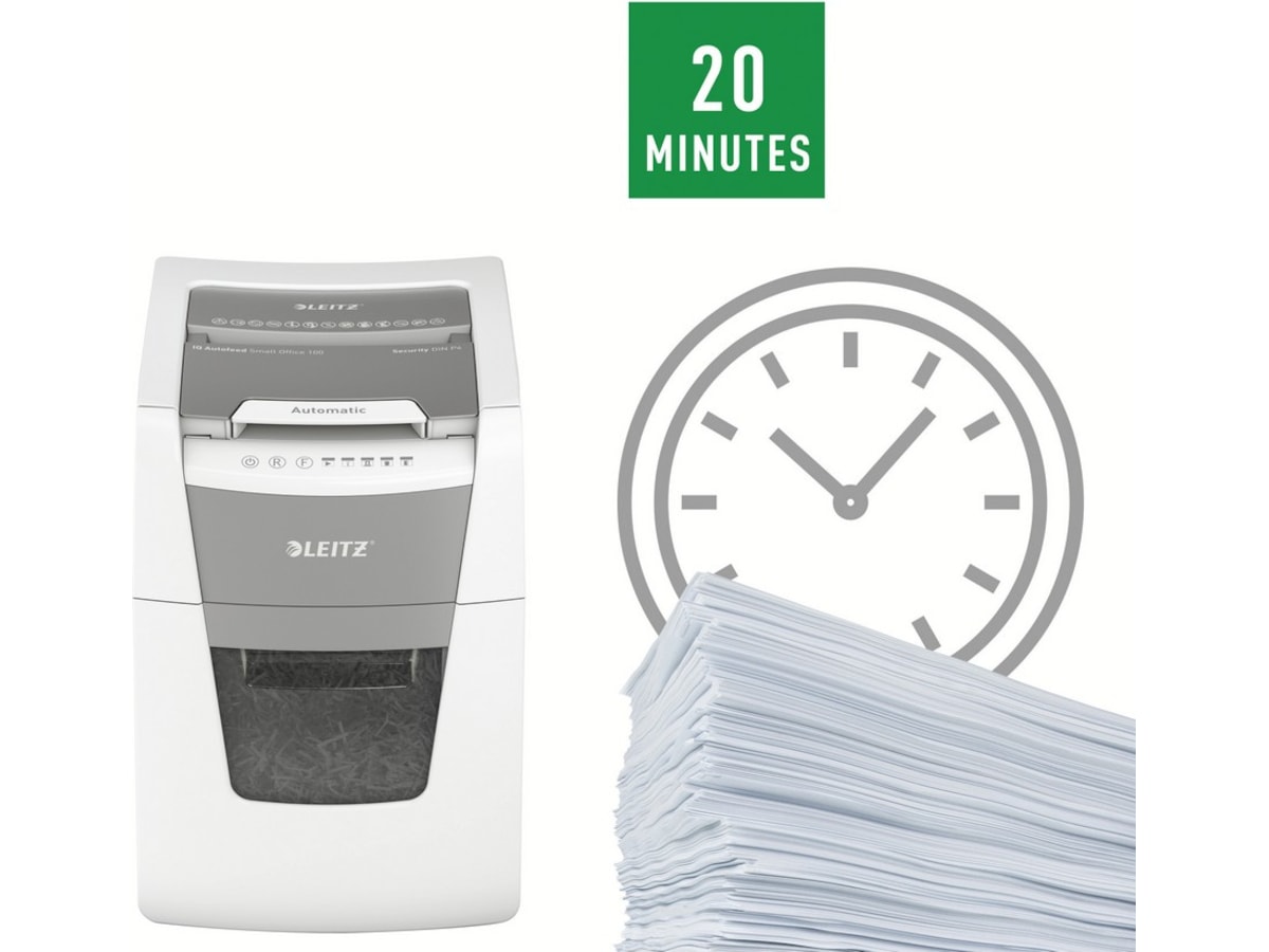 Leitz dokumentforstörare IQ Autofeed Small Office 100, korsskärning P4 Dokumentförstörare