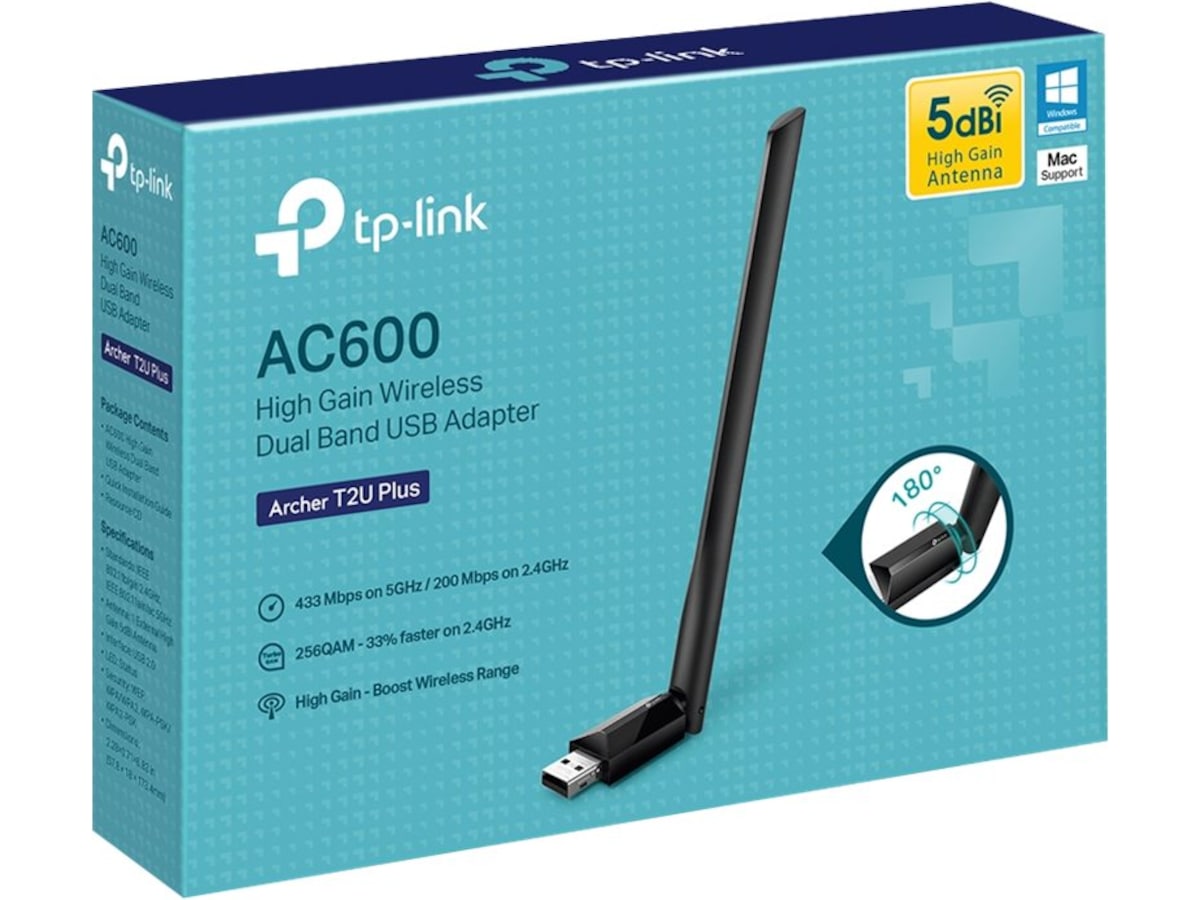 TP-Link Archer T2U Plus USB Adapter Nätverkskort