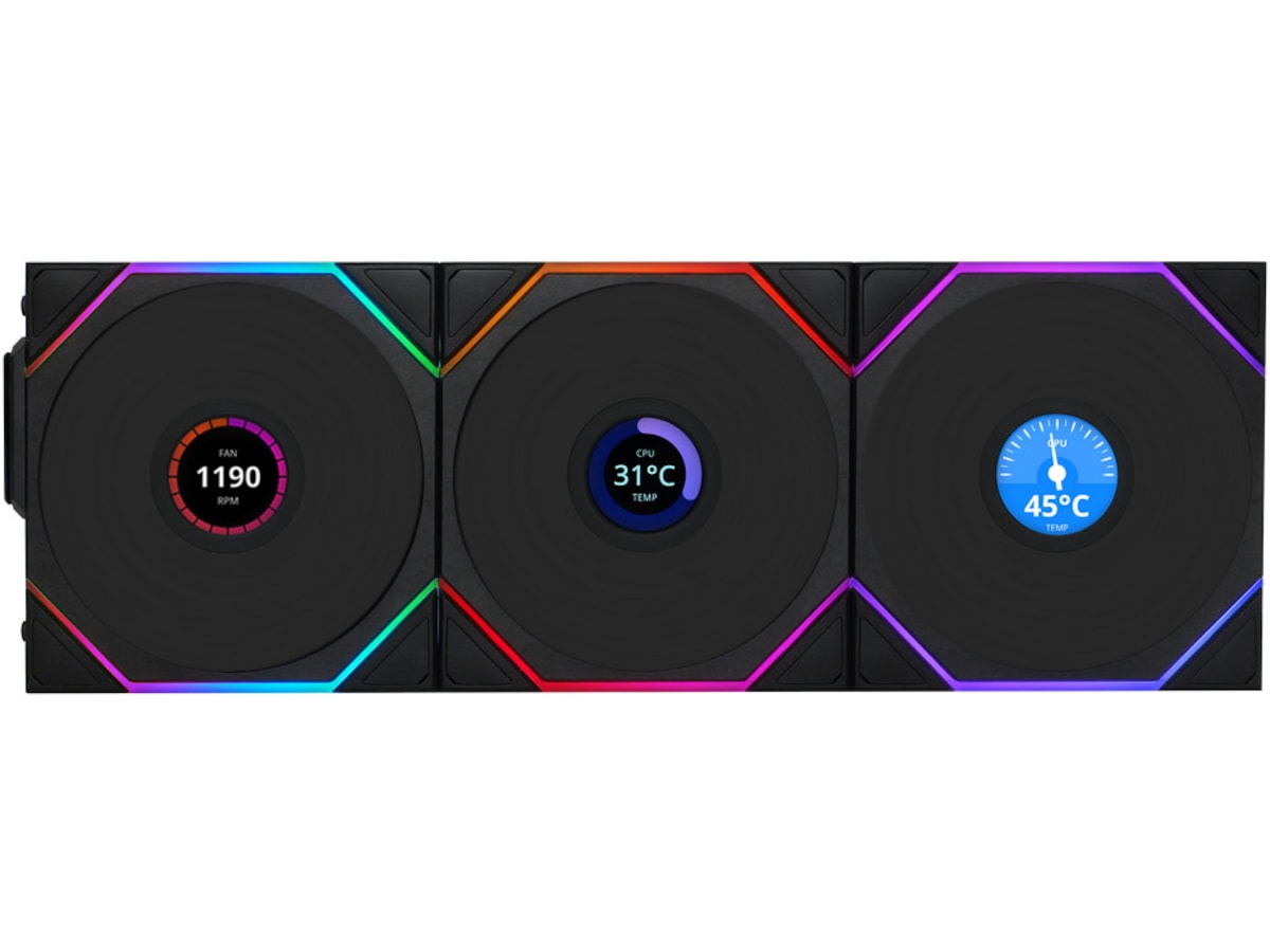 Lian Li UNI FAN TL Wireless LCD Reverse 3pk (svart) Fläkt