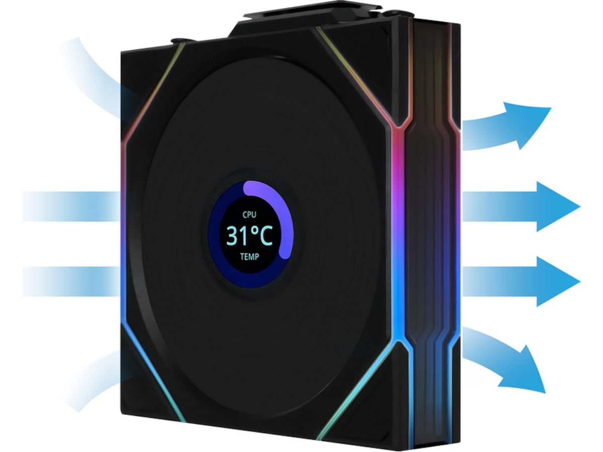 Lian Li UNI FAN TL Wireless LCD Reverse 3pk (svart) Fläkt