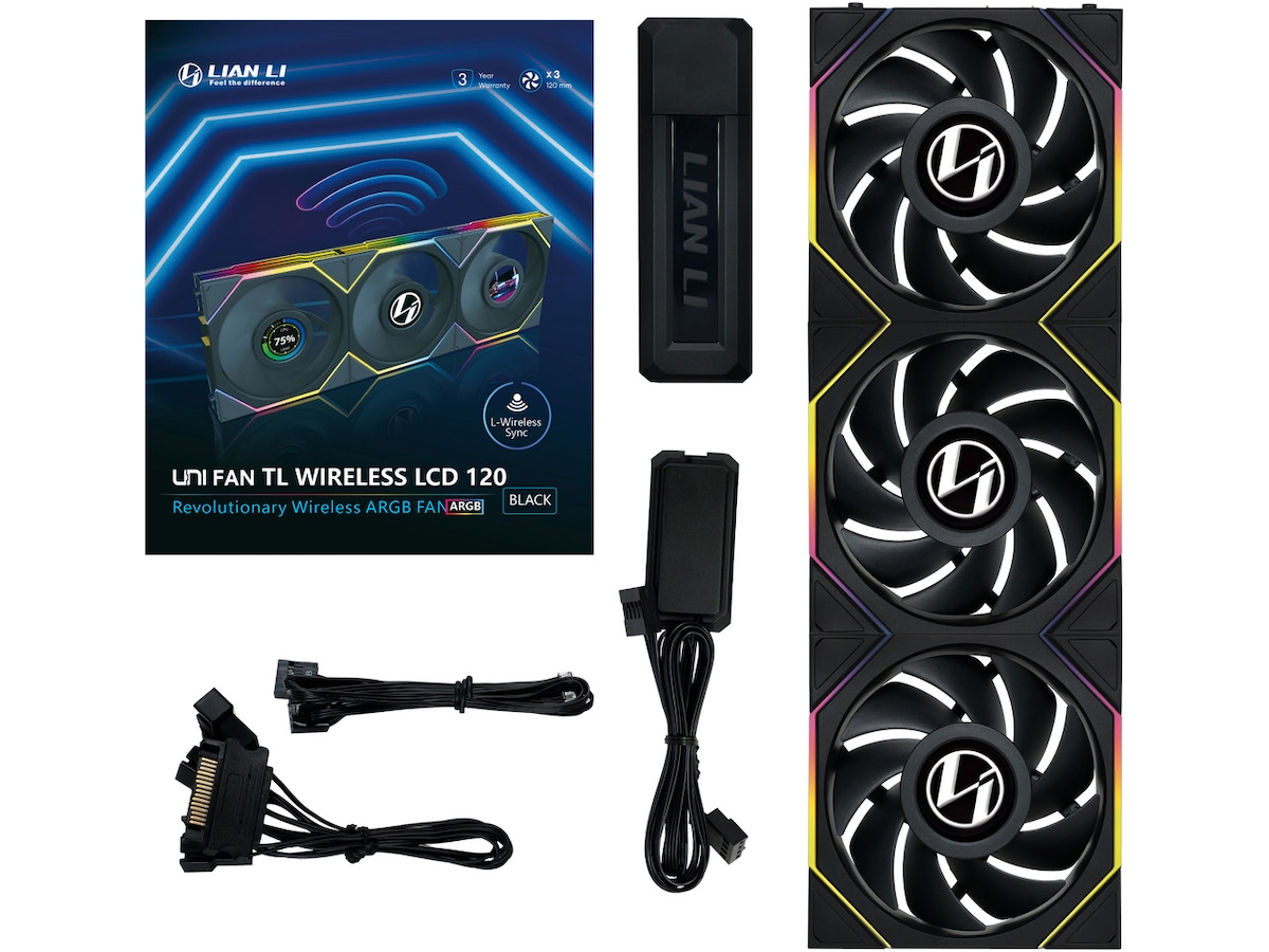 Lian Li UNI FAN TL Wireless LCD Reverse 3pk (svart) Fläkt