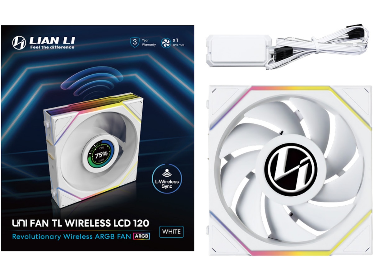 Lian Li UNI FAN TL Wireless LCD Reverse (vit) Fläkt