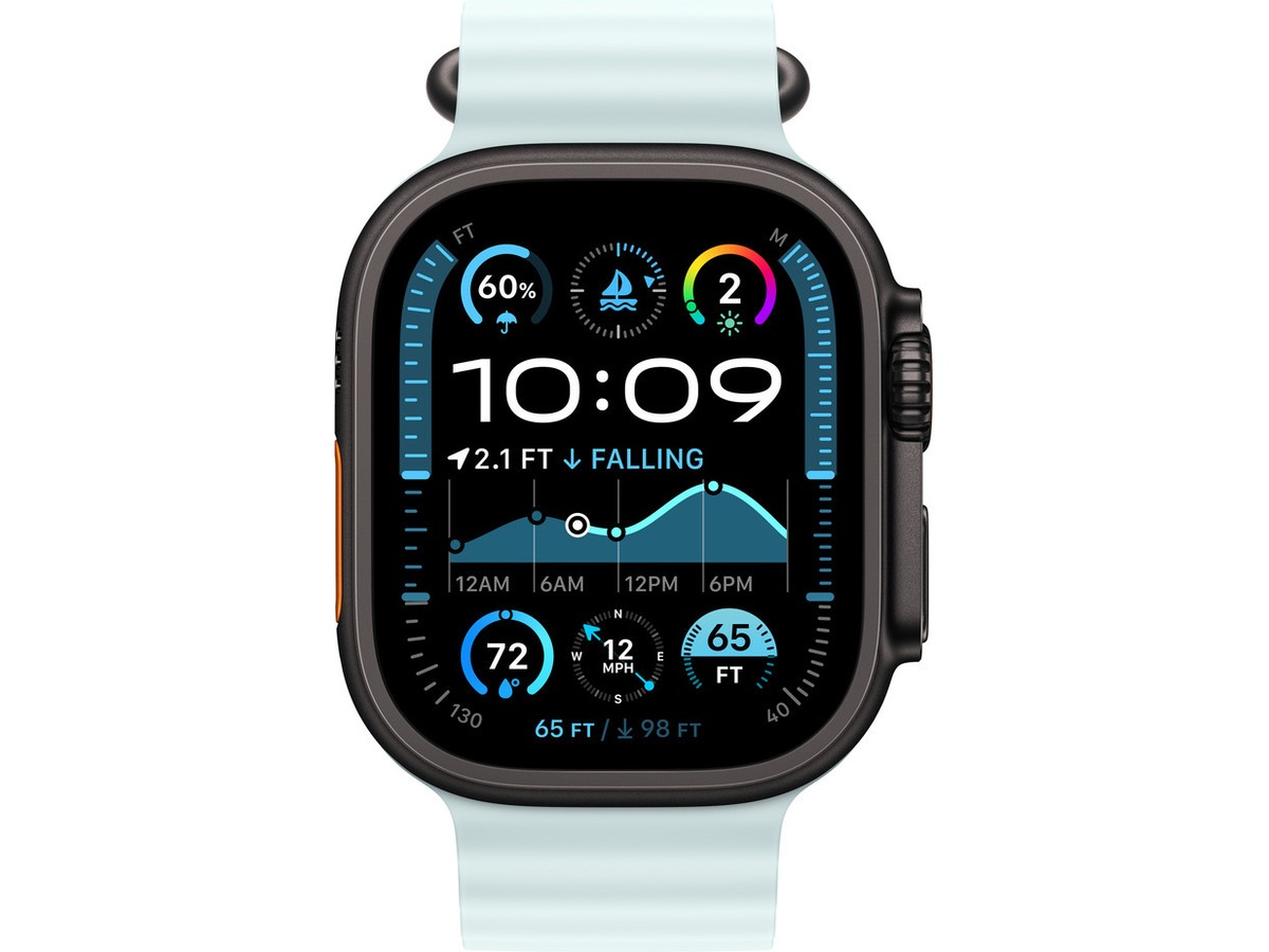 Apple Watch 49mm Black Titanium Ocean Band (ice blue) Armband