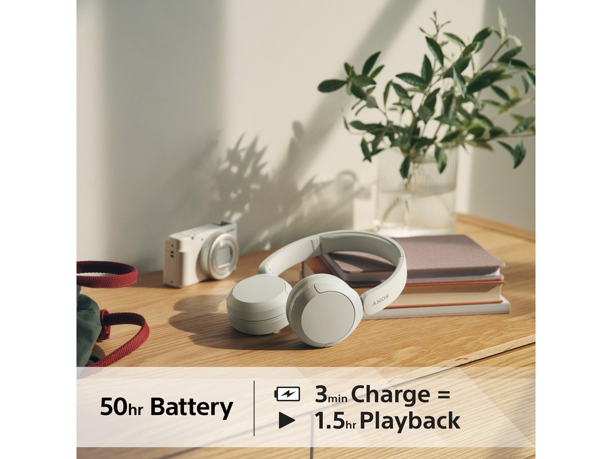 Sony WH-CH520 trådlösa hörlurar, On-Ear (vit) Hörlurar