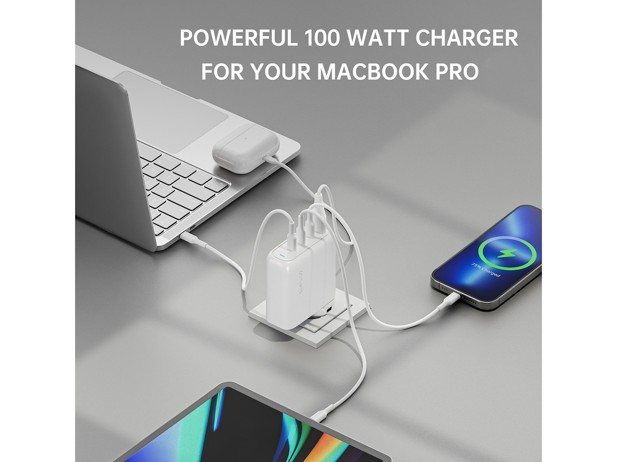 4smarts GaN Flex Pro 100W Väggladdare (vit) Mobilladdare