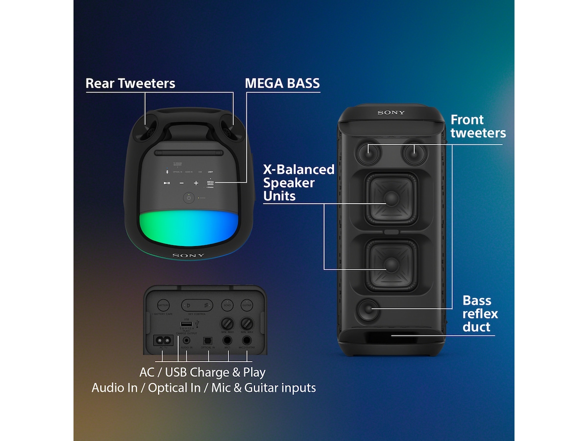 Sony SRS-XV800 trådlös bärbar högtalare (svart) Trådlös / Bluetooth högtalare