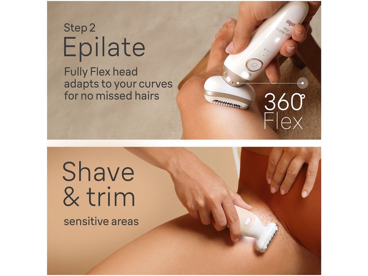 Braun Silk-épil 9 Flex 3S SkinSpa Epilator SES9-481 (vit/guld) Epilator & IPL-hårborttagning