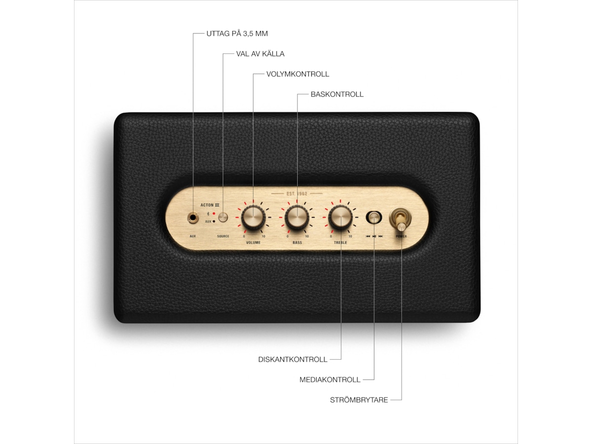 Marshall Acton III Trådlös bluetooth högtalare (Svart) Trådlös / Bluetooth högtalare