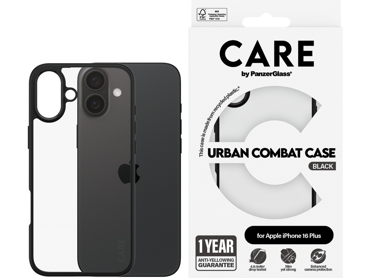 PanzerGlass CARE iPhone 16 Plus Urban Combat skal (transparent) Mobilskal