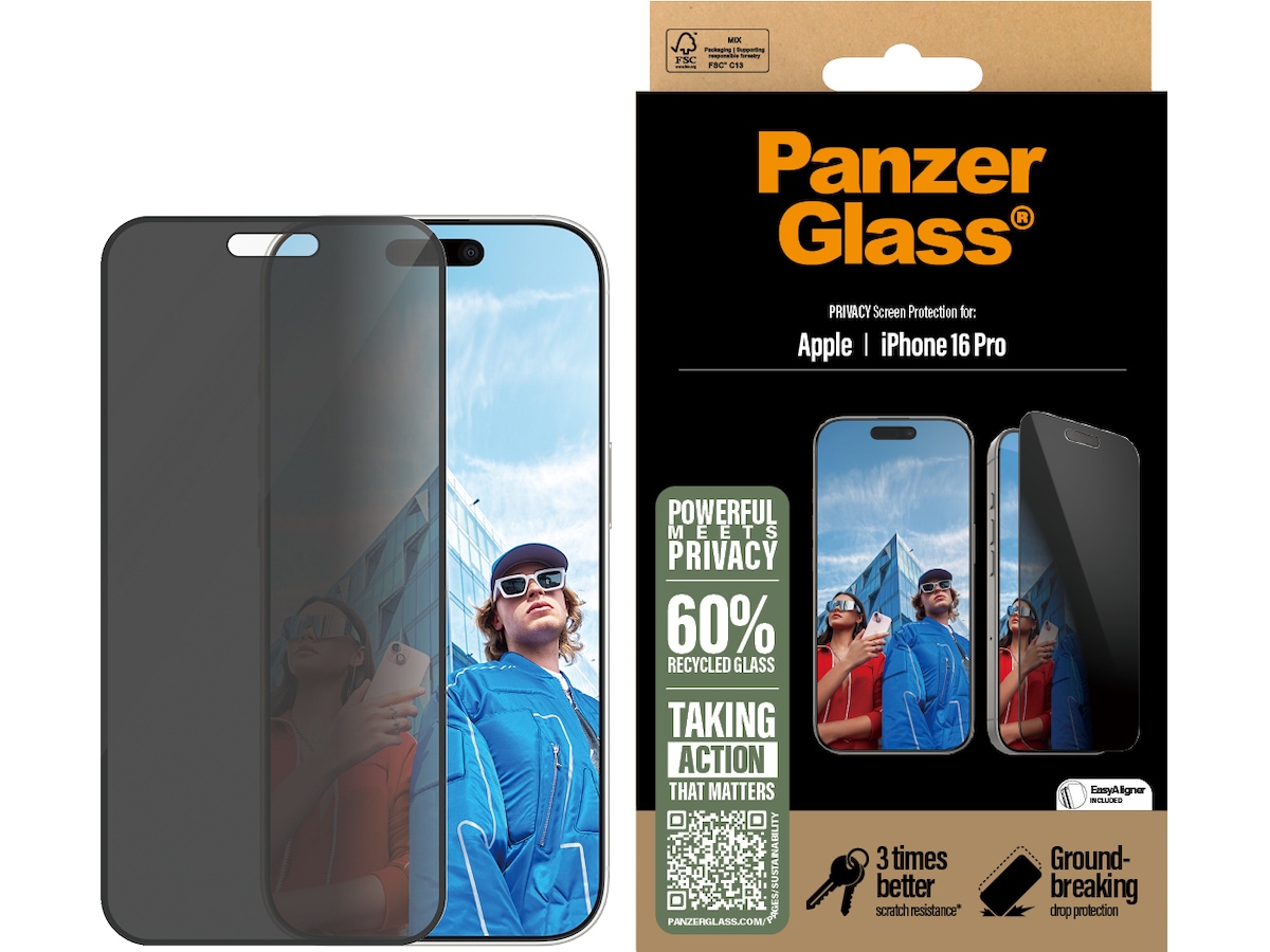 PanzerGlass iPhone 16 Pro Privacy skärmskydd Skärmskydd mobiltelefon
