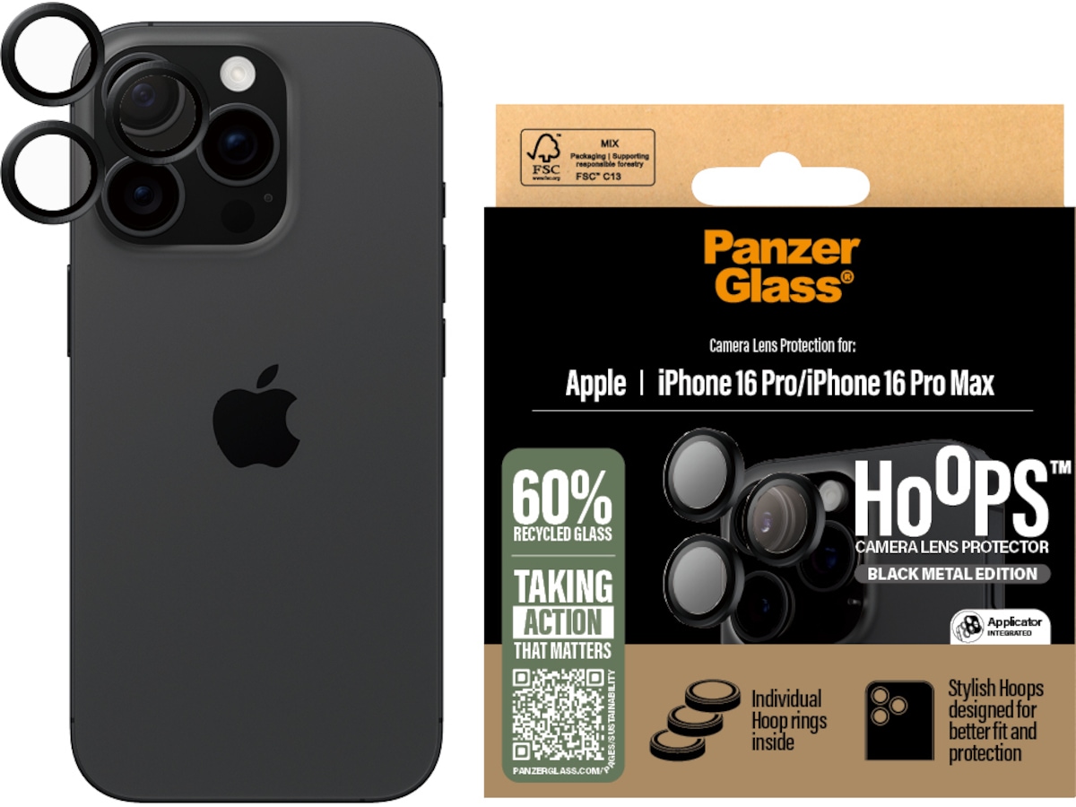 PanzerGlass iPhone 16 Pro / Pro Max Hoops Linsskydd Skärmskydd mobiltelefon