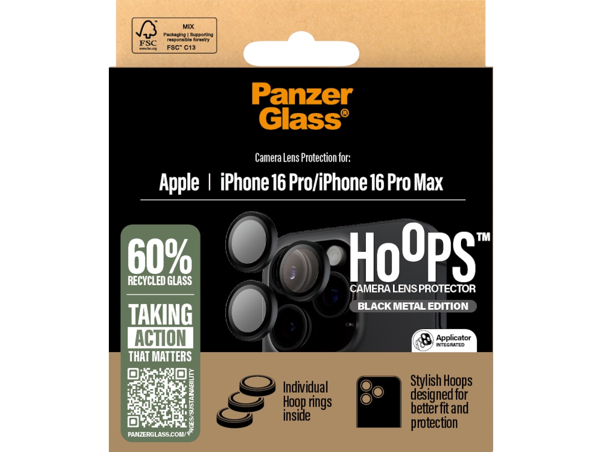 PanzerGlass iPhone 16 Pro / Pro Max Hoops Linsskydd Skärmskydd mobiltelefon