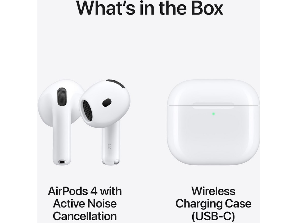 Apple AirPods 4 Aktiv brusreducering trådlösa hörlurar, In-ear (vit) In-ear hörlurar