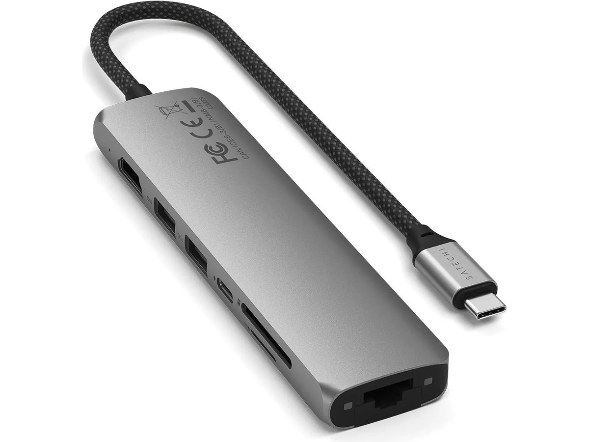 Satechi 7-i-1 Slim Multiport docking (rymdgrå) Dockningsstation och USB-hub