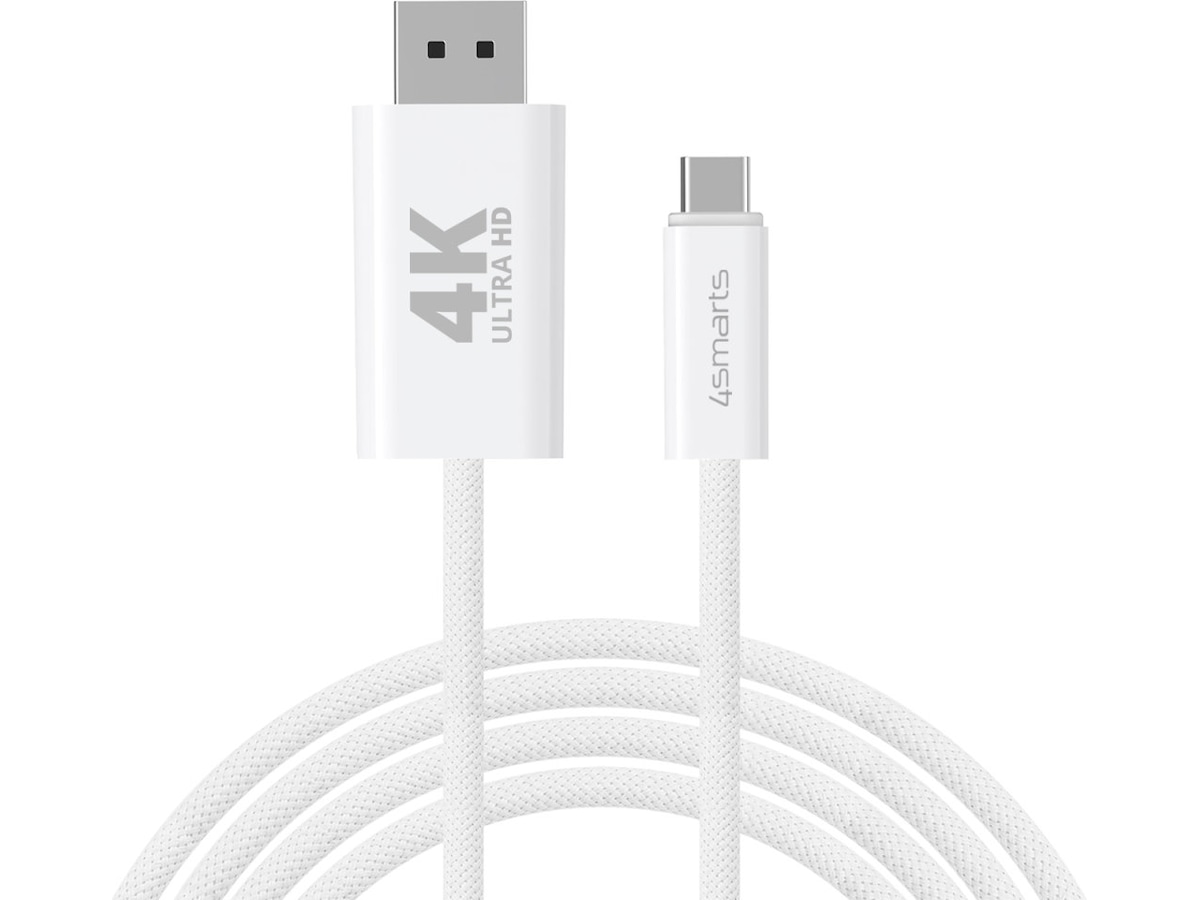 4smarts USB-C till Displayport kabel 2m (vit) USB-kablar