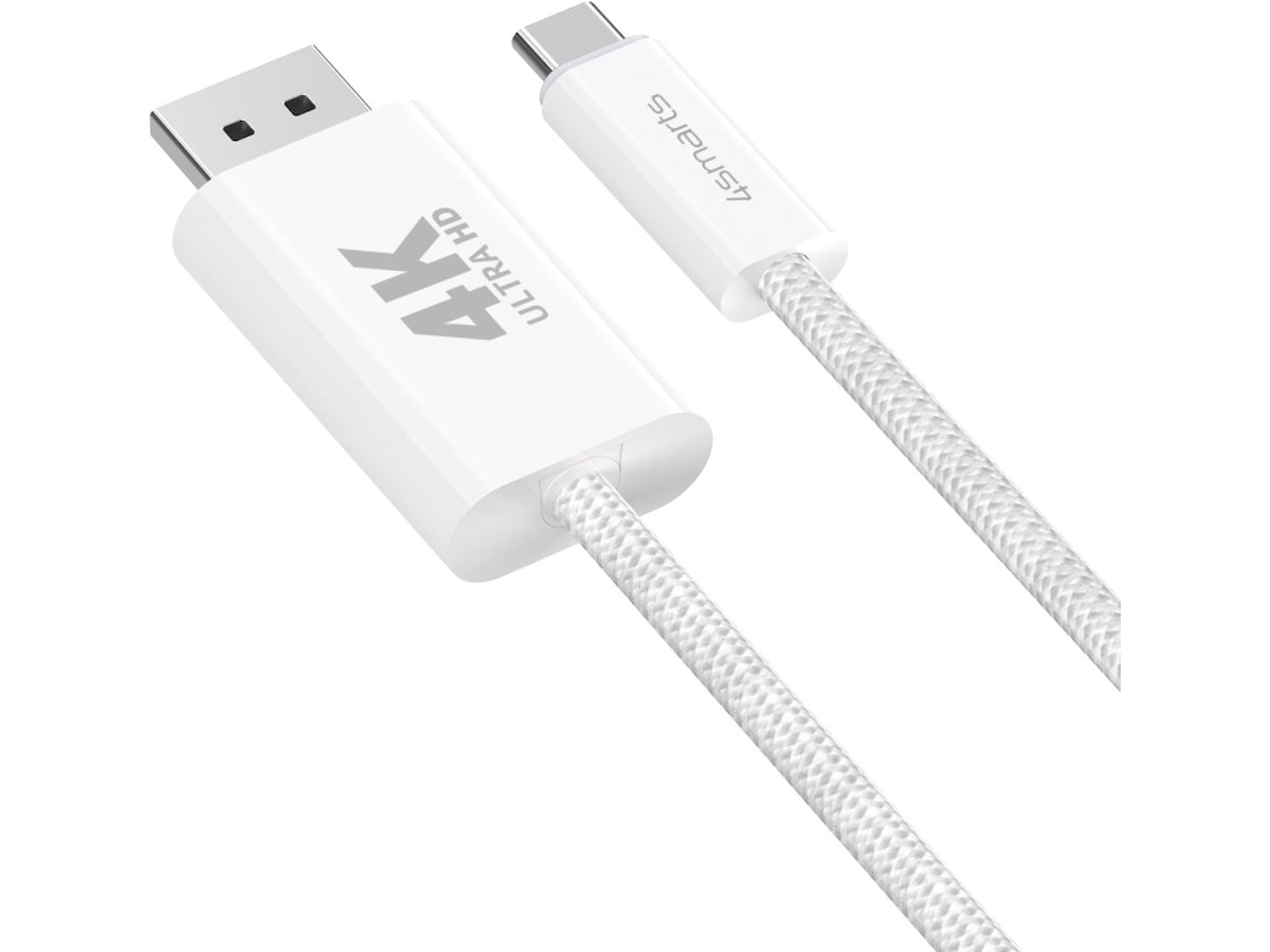 4smarts USB-C till Displayport kabel 2m (vit) USB-kablar