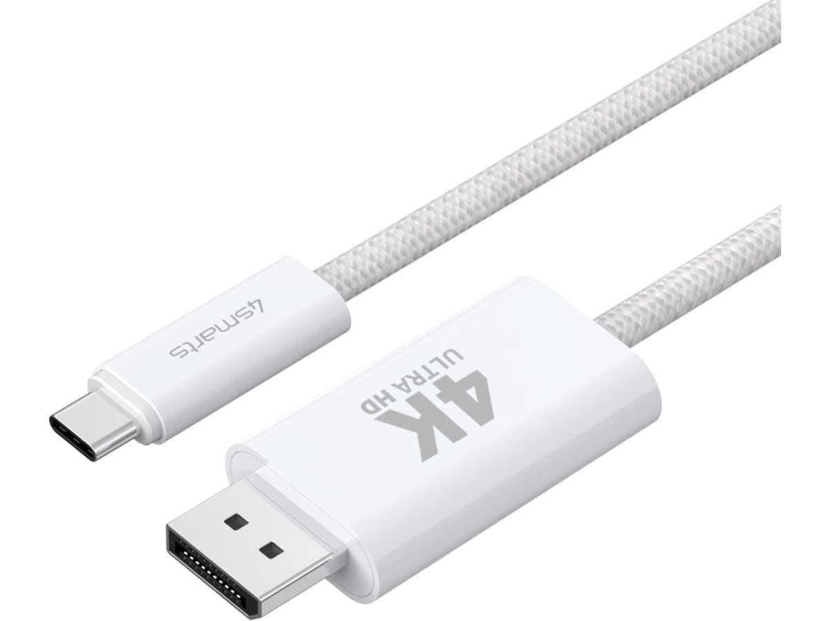 4smarts USB-C till Displayport kabel 2m (vit) USB-kablar