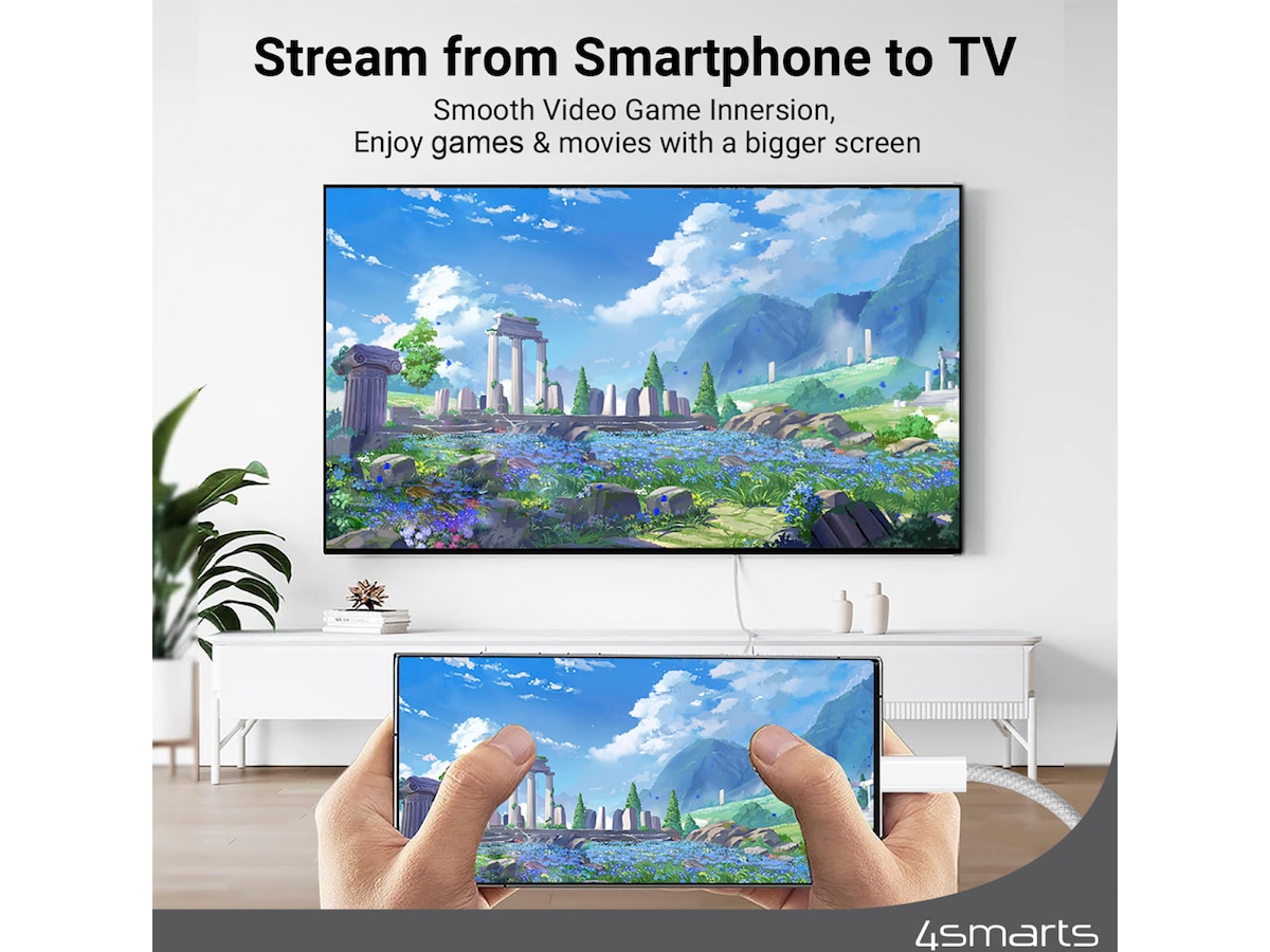 4smarts USB-C till Displayport kabel 2m (vit) USB-kablar