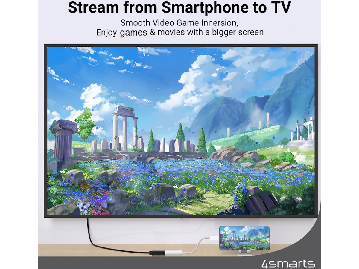 4smarts USB-C till HDMI adapter 15cm (vit) Kabel adapter och övergångar