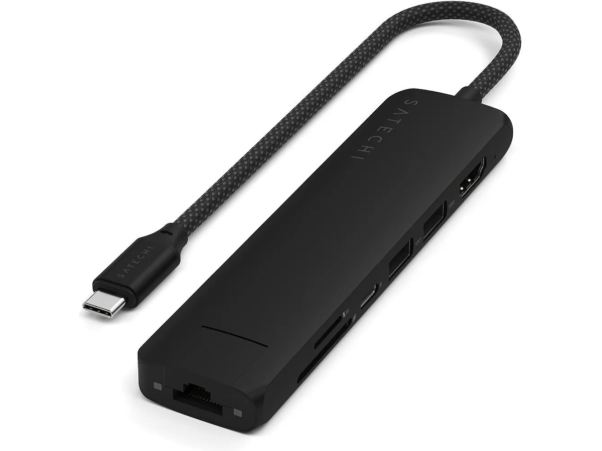 Satechi 7-i-1 Slim Multiport docking (svart) Dockningsstation och USB-hub