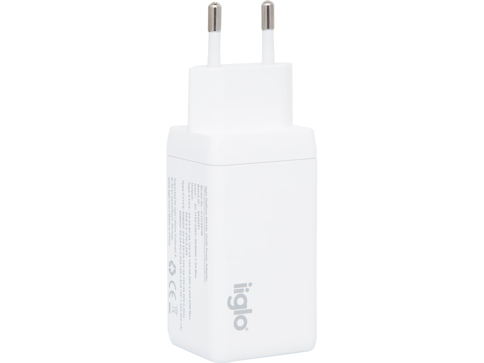 iiglo 65W Väggladdare (vit) Mobilladdare