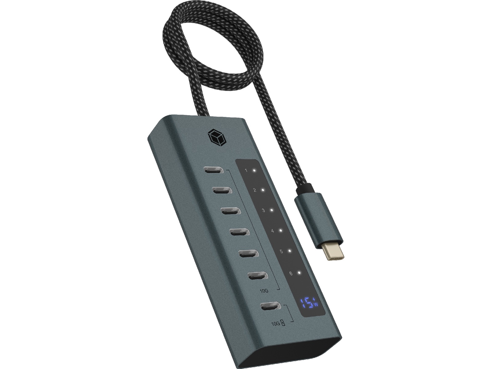 ICY BOX 7 Port USB-C Hub (blå/grå) Dockningsstation och USB-hub