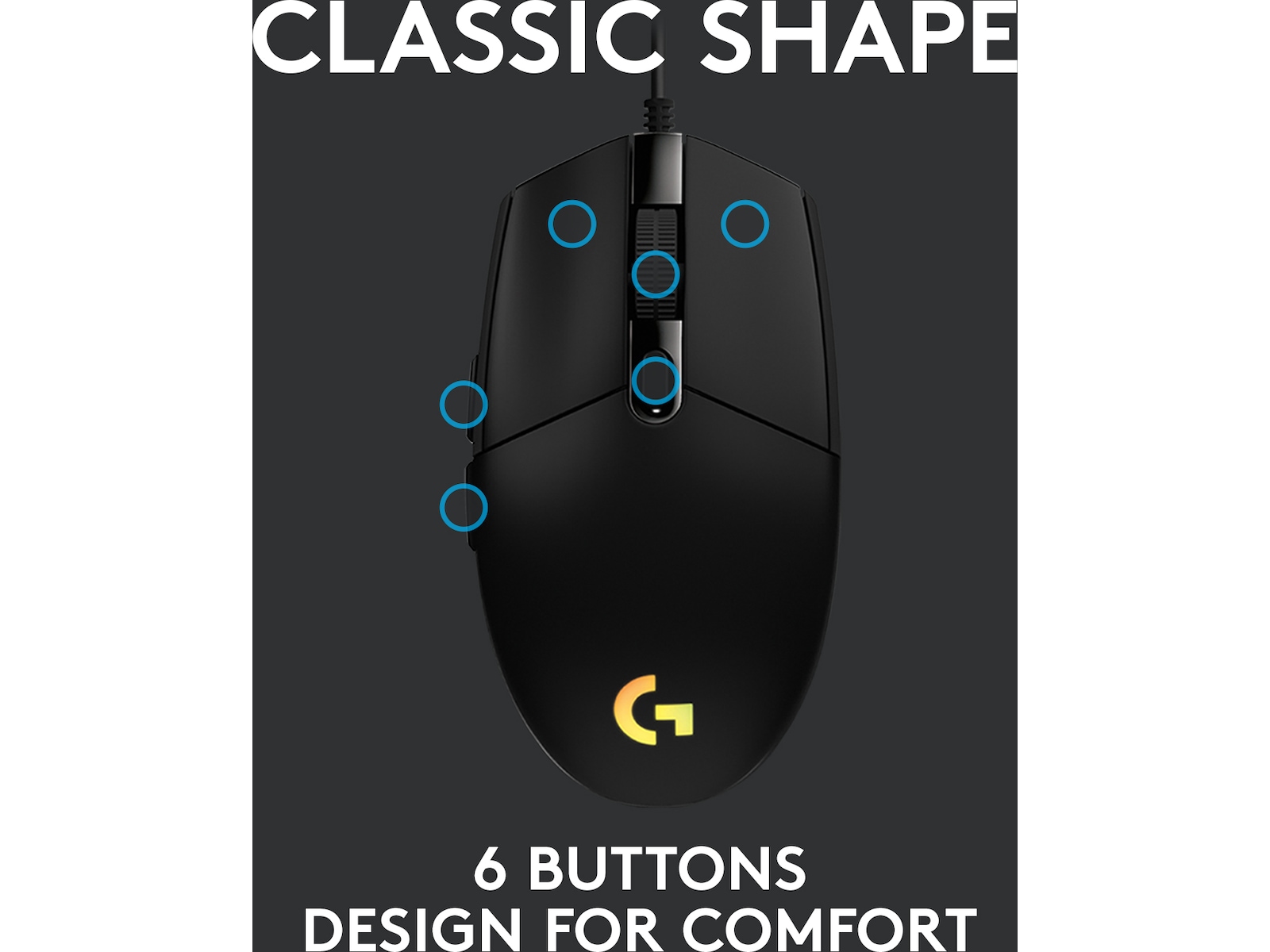 Logitech G203 Lightsync Gamingmus (svart) Gamingmus