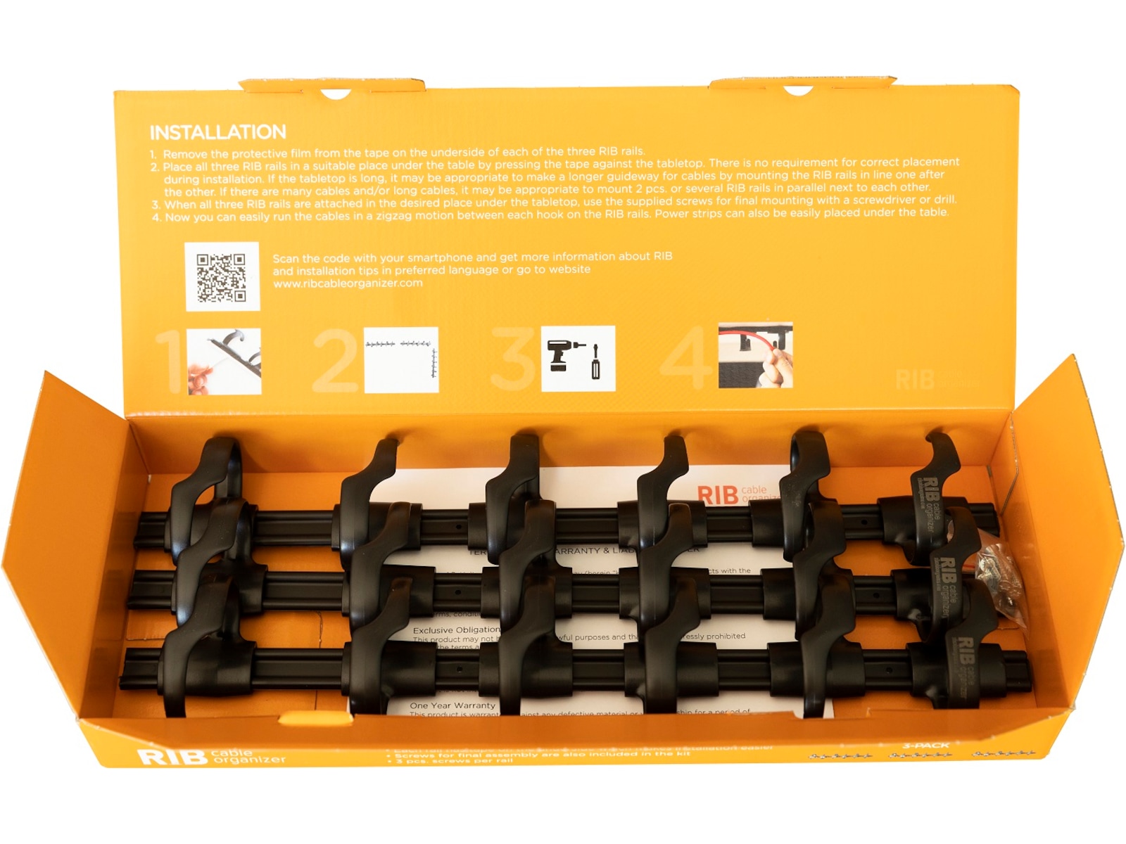 Kenson RIB 38cm Kabelhållare (3pk) Tillbehör till arbetsstationer och kontorsbås