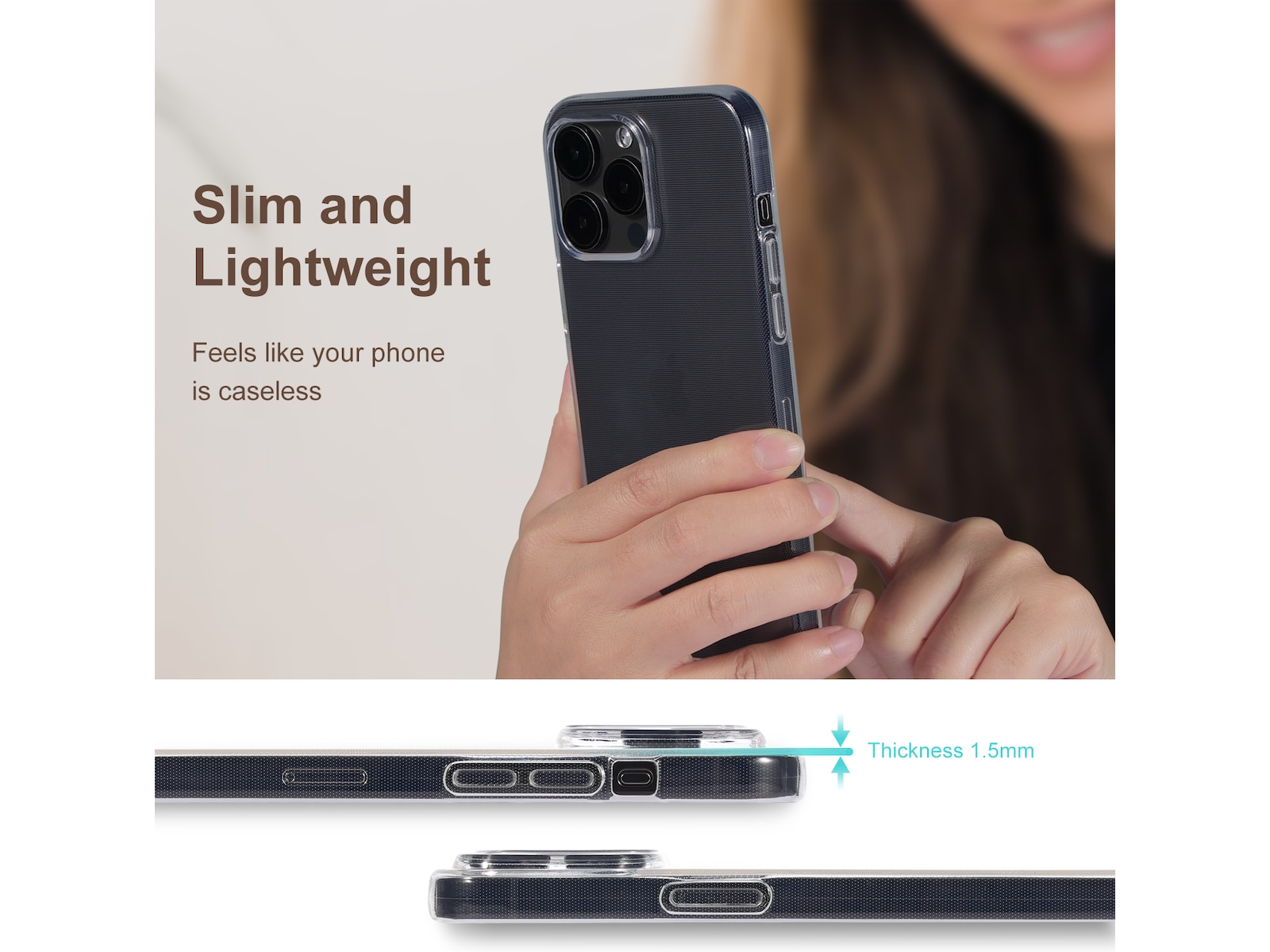 iiglo iPhone 15 Pro Max Silikonskydd (transparent) Mobilskal