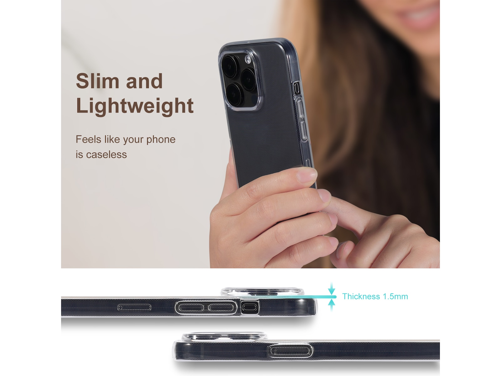 iiglo iPhone 15 Pro Silikonskydd (transparent) Mobilskal