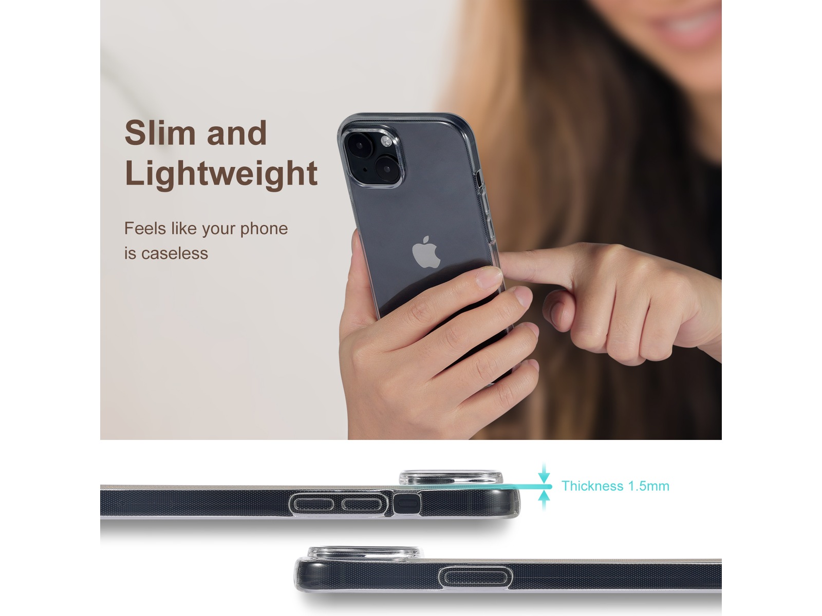 iiglo iPhone 15 / 14 Silikonskydd (transparent) Mobilskal