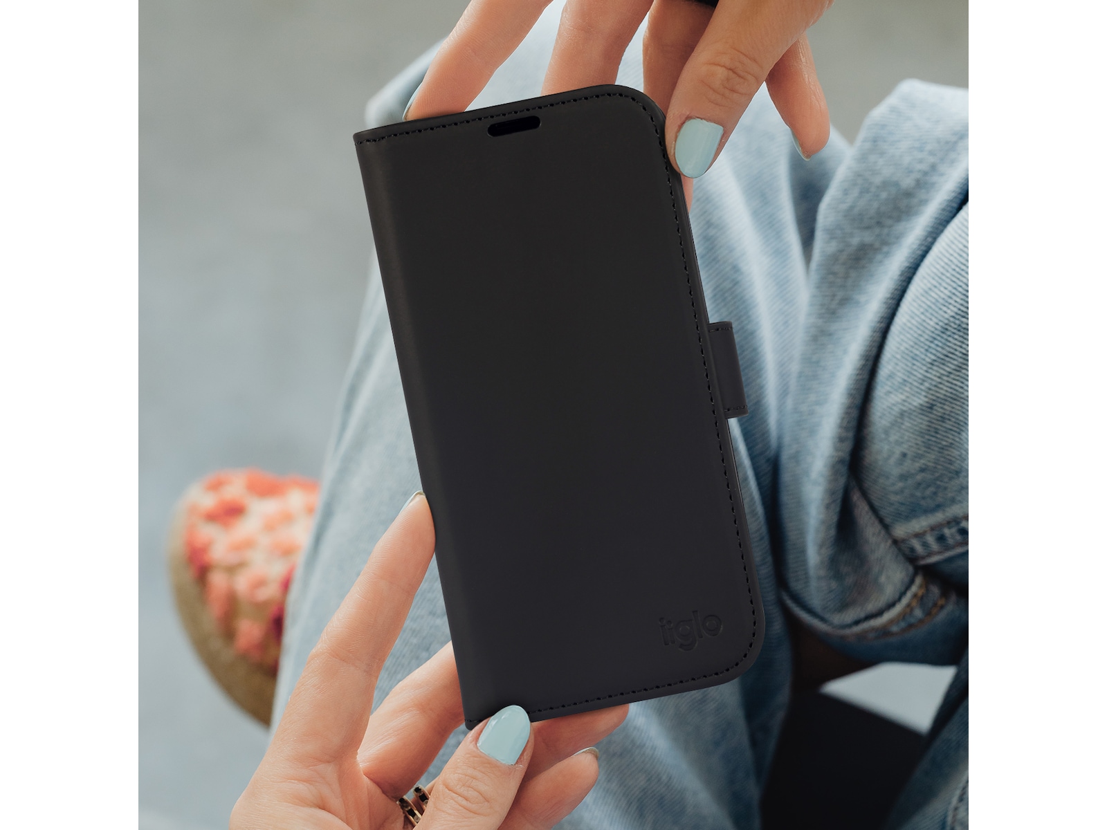 iiglo iPhone 15 / 14 Plånboksfodral (svart) Mobilskal