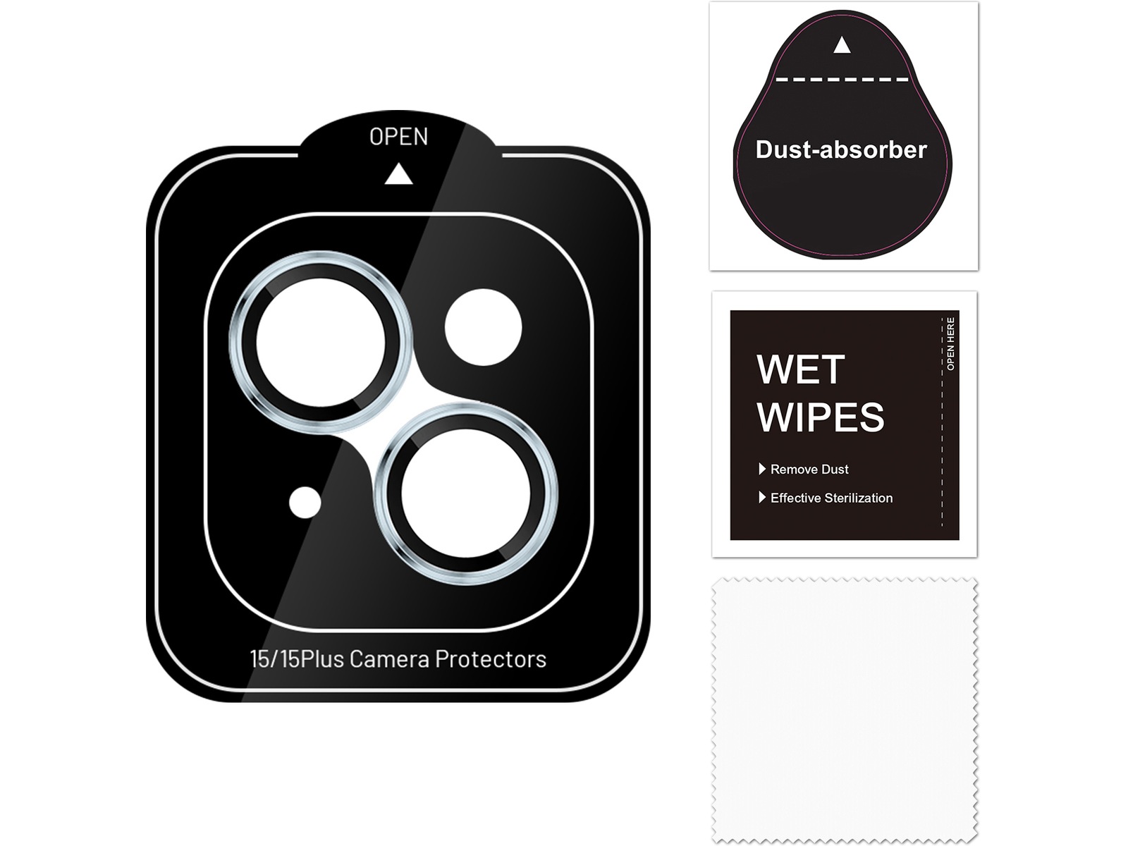 iiglo iPhone 15 / 15 Plus Linsskydd blå ram (blå) Skärmskydd mobiltelefon