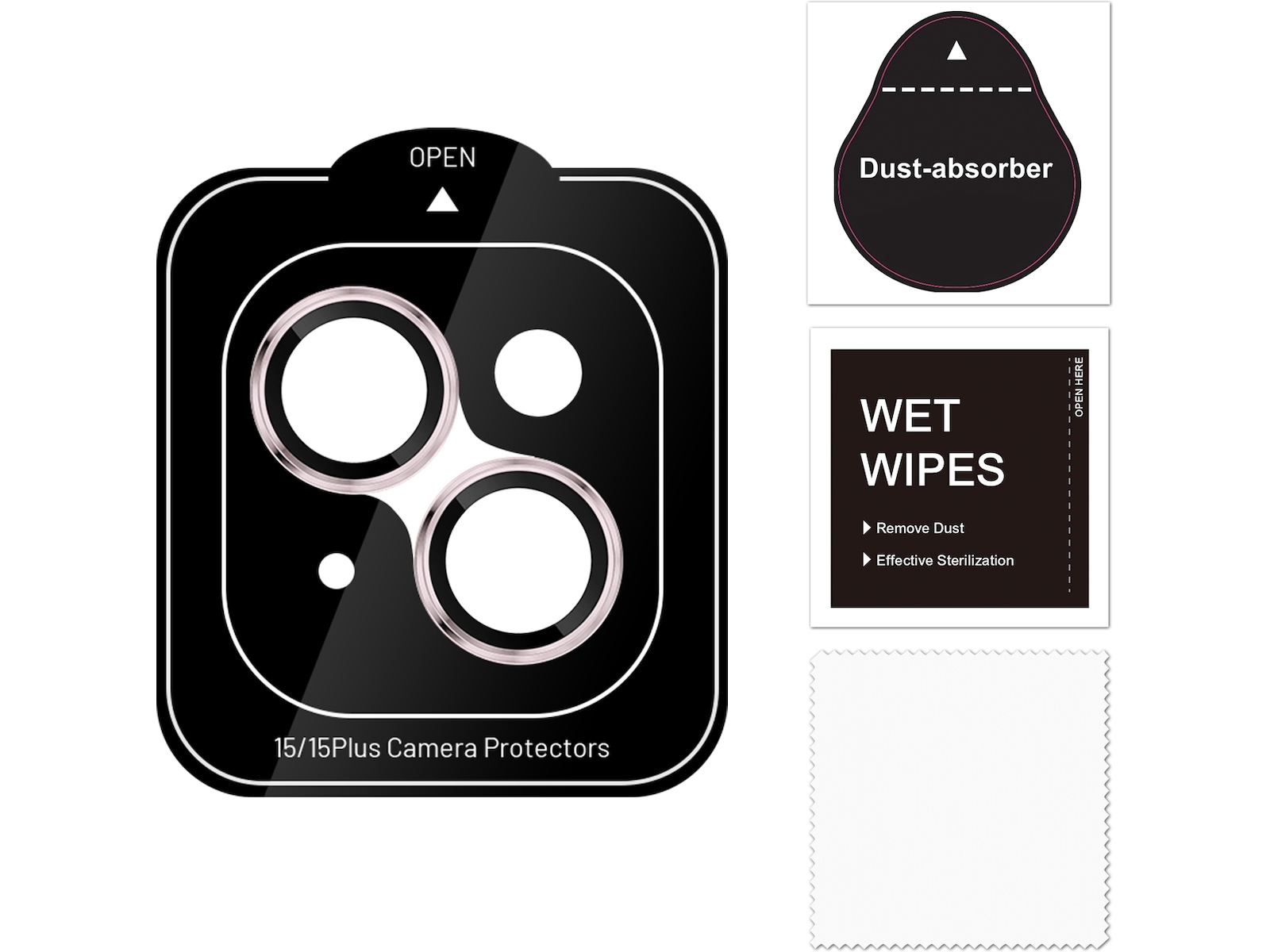 iiglo iPhone 15 / 15 Plus Linsskydd rosa ram (rosa) Skärmskydd mobiltelefon