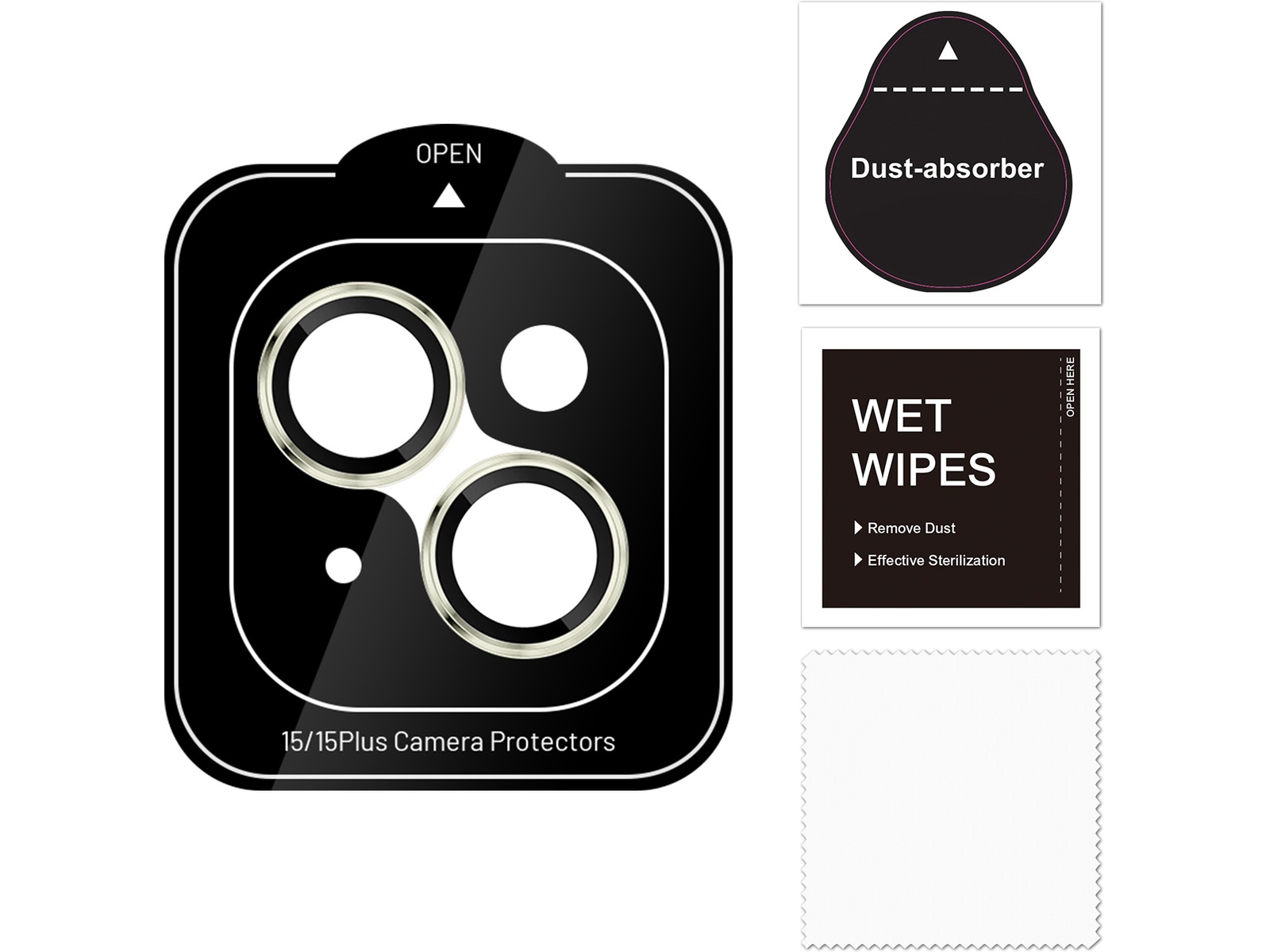 iiglo iPhone 15 / 15 Plus Linsskydd gul ram (gul) Skärmskydd mobiltelefon