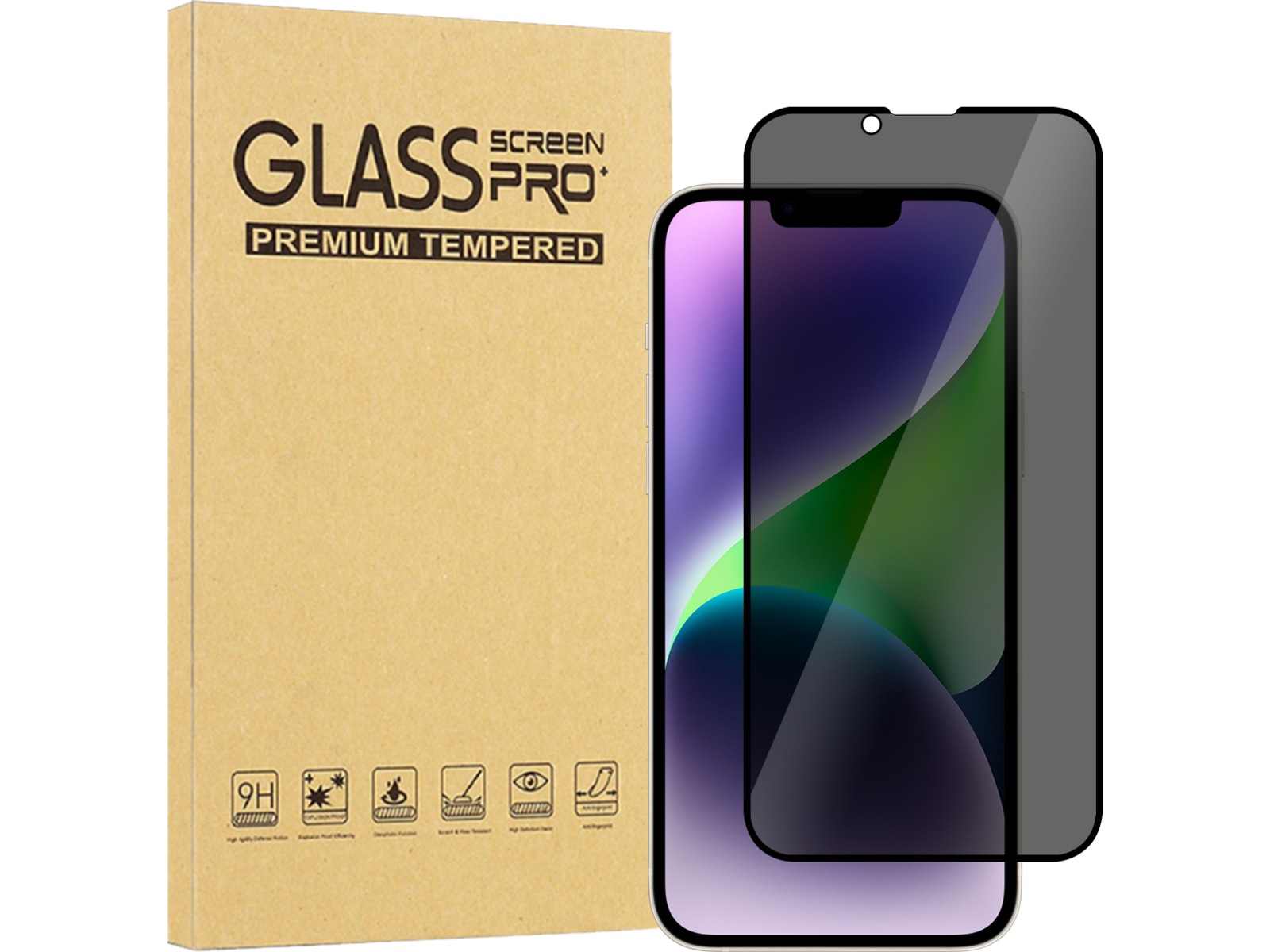 iiglo iPhone 16e / 14 / 13 / 13 Pro 3D Privacy Skärmskydd Skärmskydd mobiltelefon