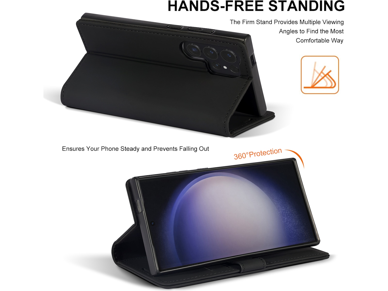 iiglo Galaxy S24 Ultra Plånboksfodral (svart) Mobilskal