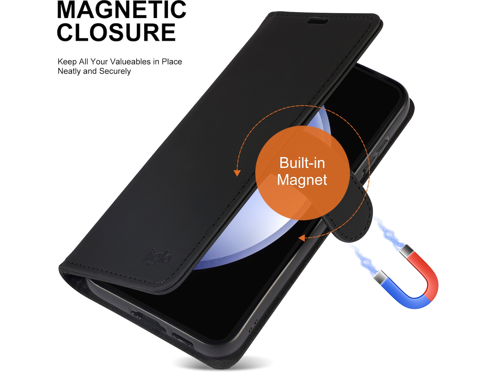 iiglo Galaxy S23 FE Plånboksfodral (svart) Mobilskal