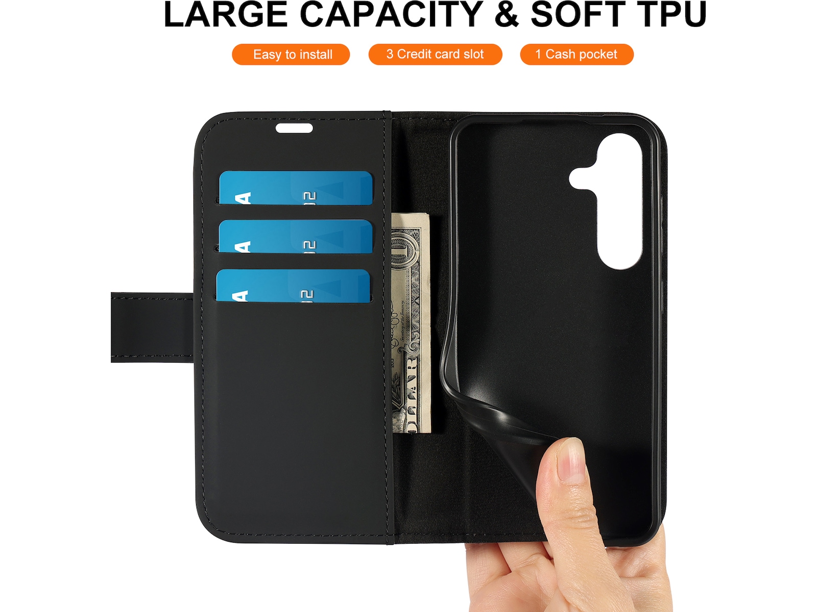 iiglo Galaxy S24 Plånboksfodral (svart) Mobilskal