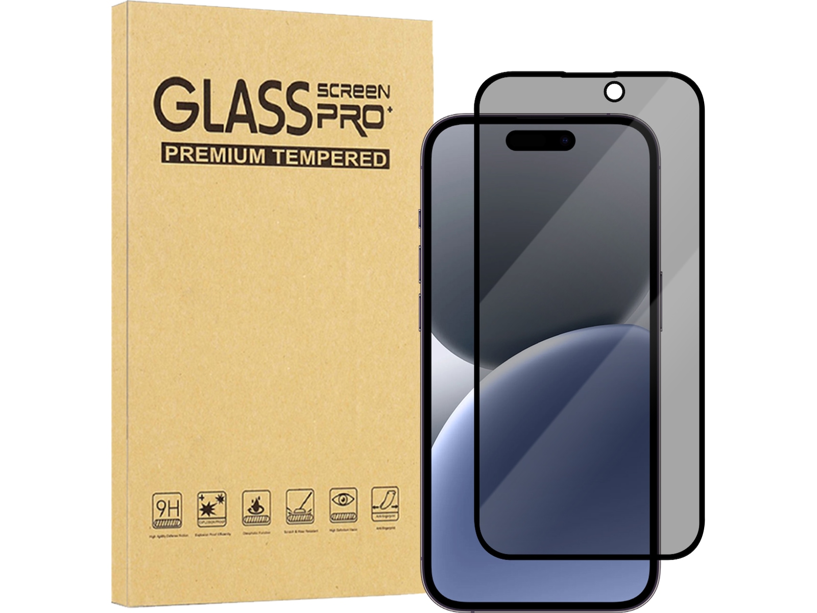 iiglo iPhone 16 Plus / 15 Plus 3D Privacy Glass skärmskydd Skärmskydd mobiltelefon