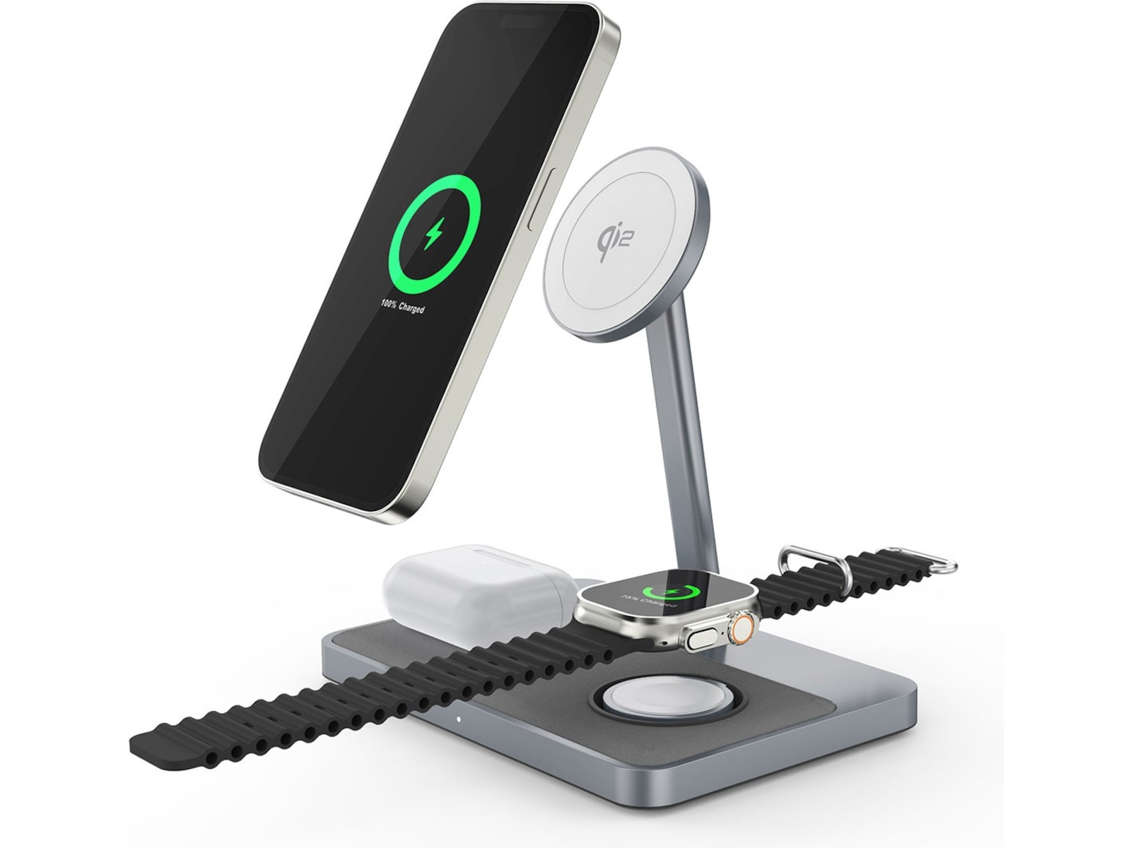Andersson 3-i-1 Qi2 30W trådlös laddningsstation Trådlös laddare