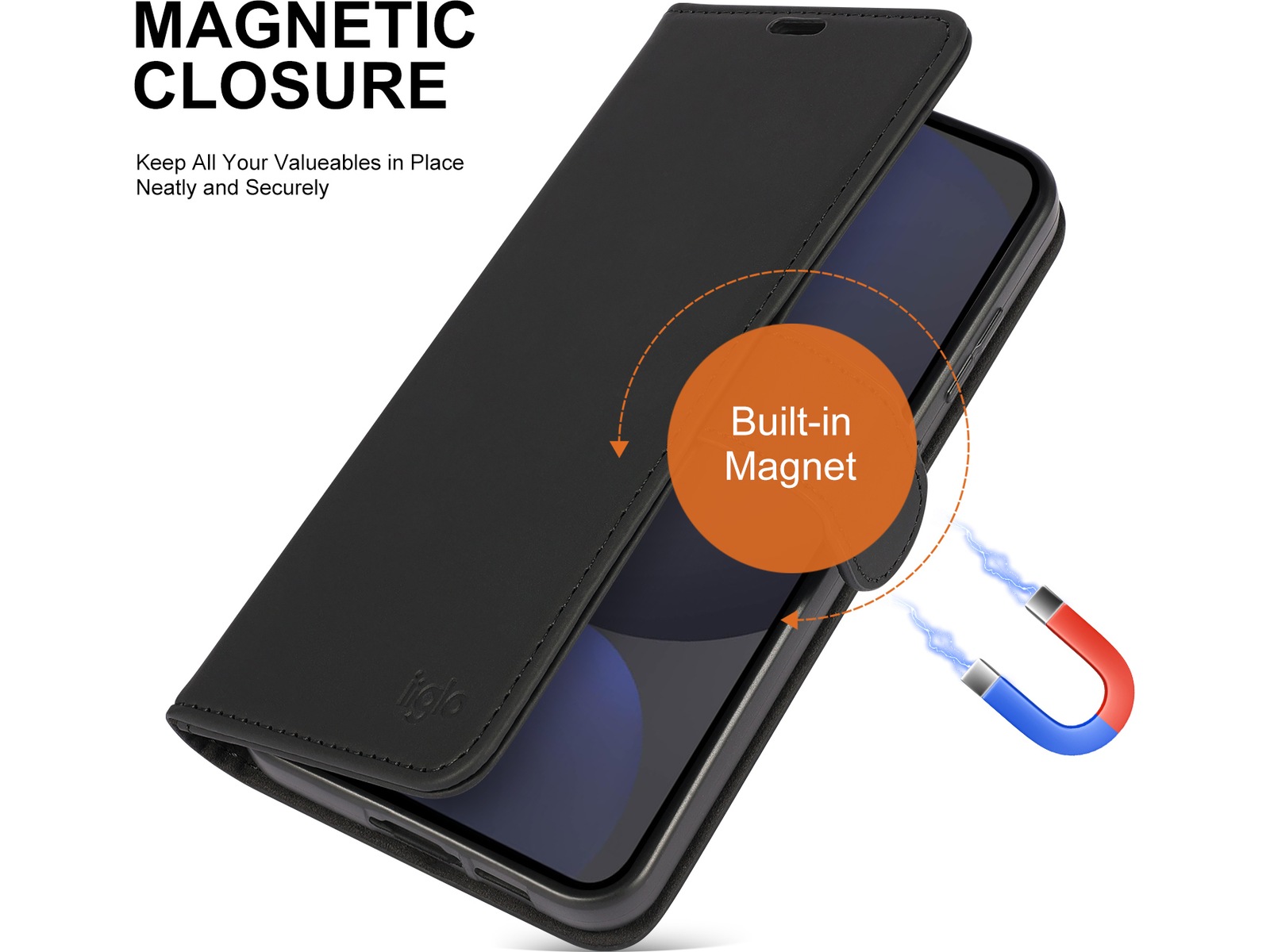 iiglo Galaxy S24 FE Plånboksfodral (svart) Mobilskal