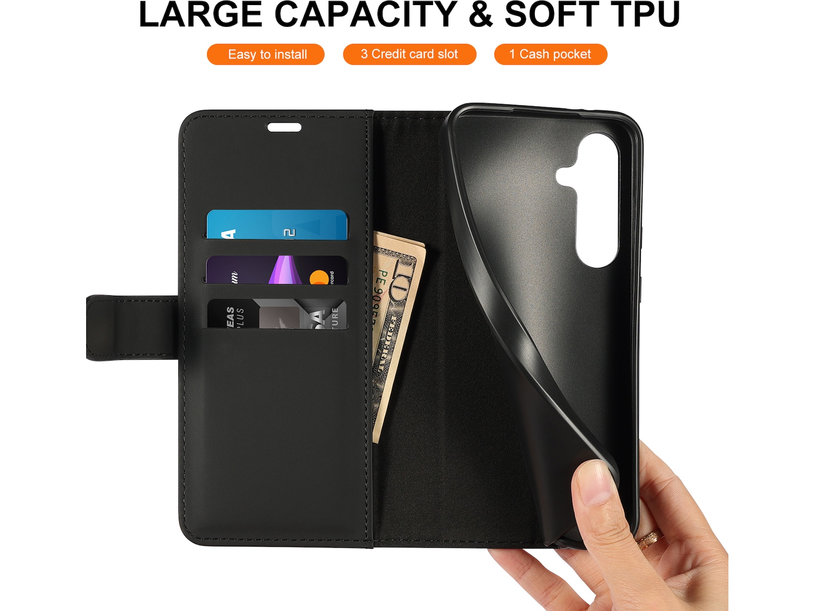 iiglo Galaxy S24 FE Plånboksfodral (svart) Mobilskal