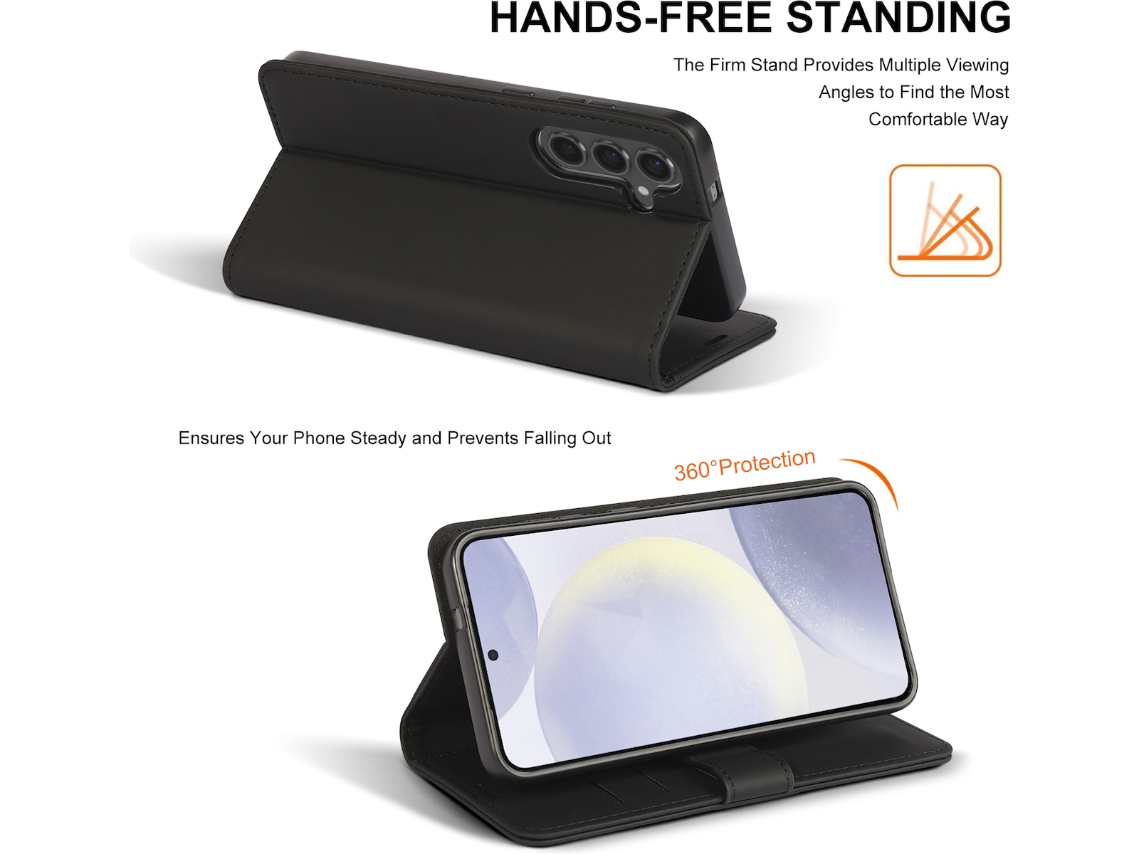 iiglo Galaxy S25+ Plånboksfodral (svart) Mobilskal