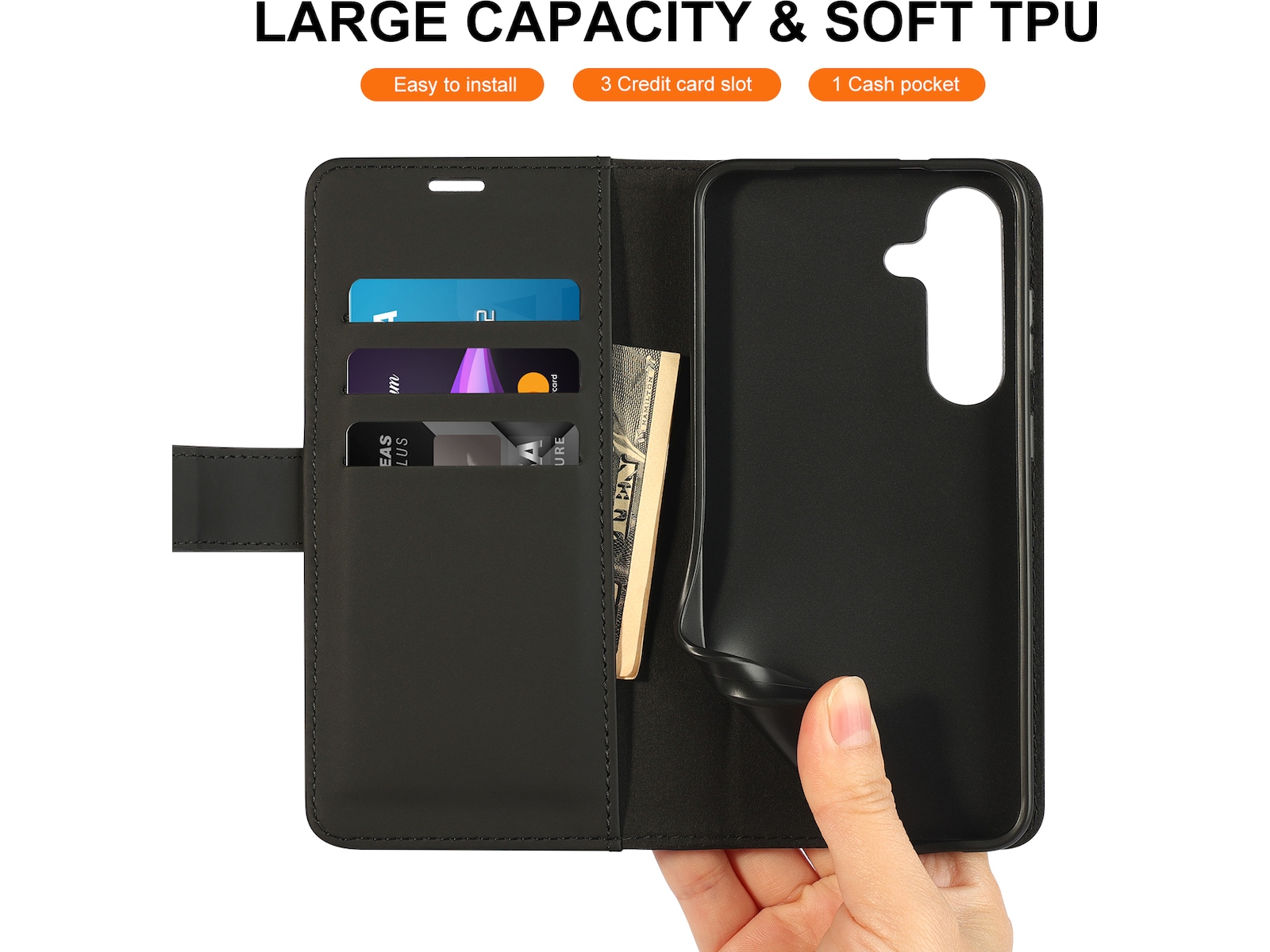 iiglo Galaxy S25+ Plånboksfodral (svart) Mobilskal